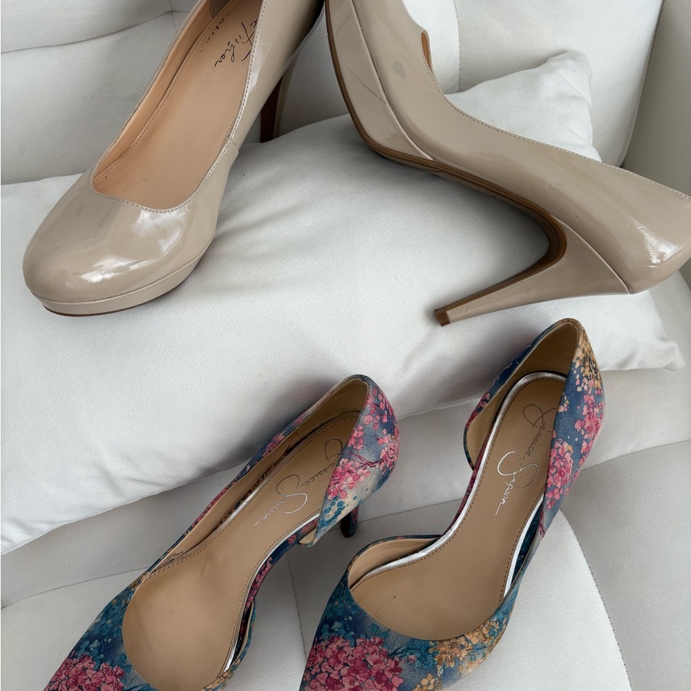 Jessica Simpson Nude and Floral Heels